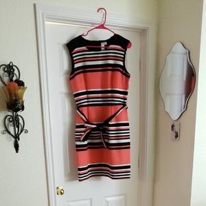 Orange, black & white dress